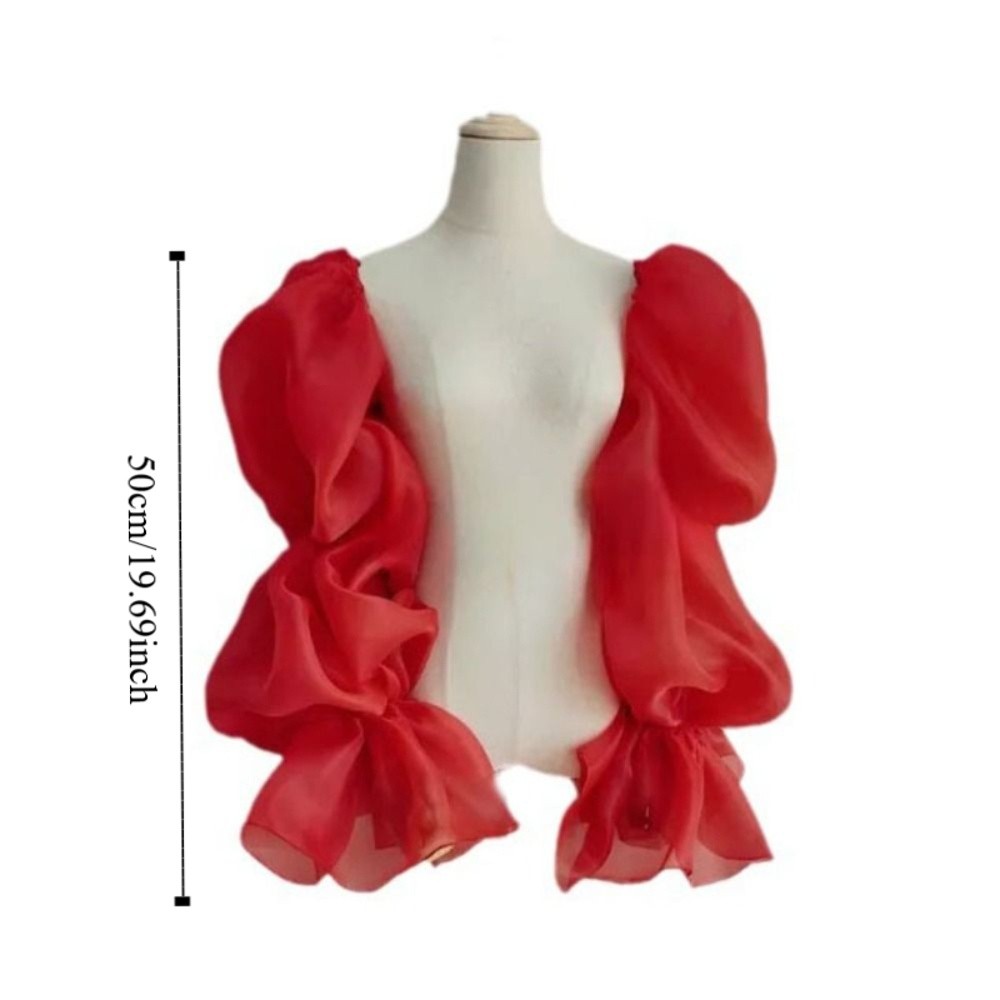 Manches de mariée élégantes et tendance, style féerique, avec nœud, à volants, détachables, pour robe de soirée