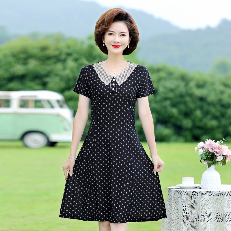 Robe à Carreaux en Soie Glacée pour Femme, Tenue Décontractée, Col Claudine, Été