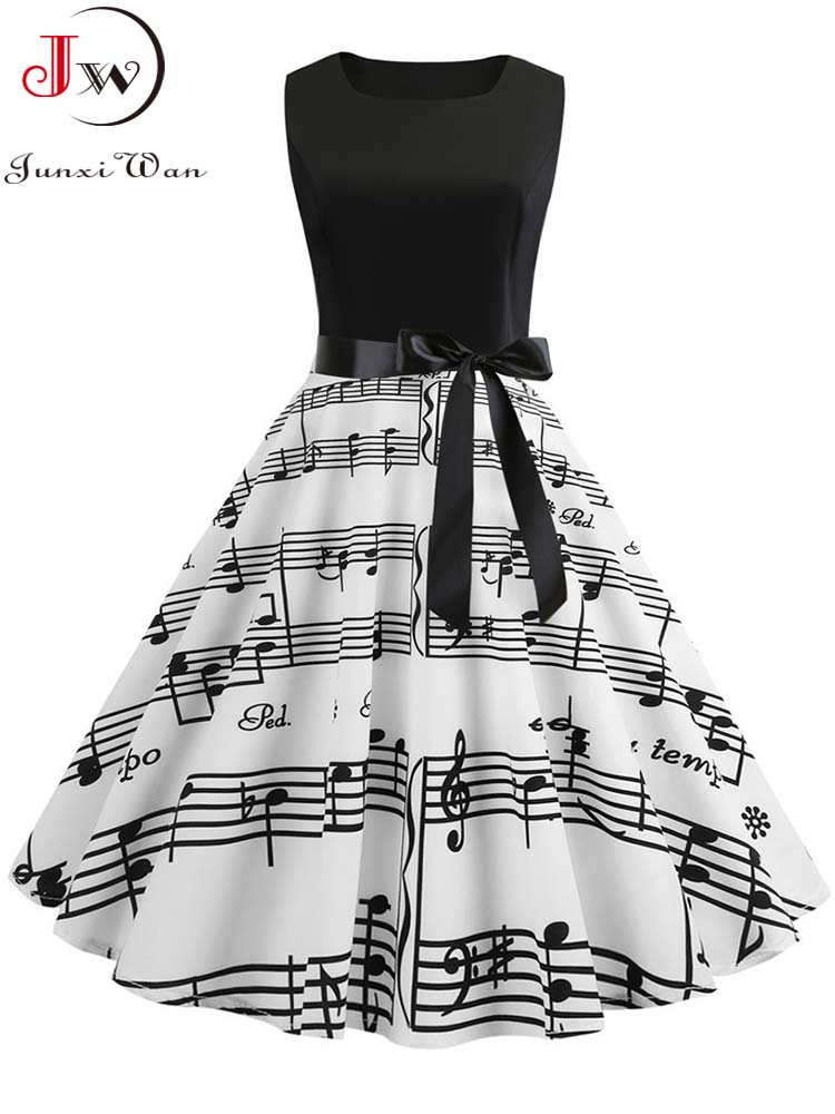 Robes vintage pour femmes, imprimé floral, robe de soirée noire élégante, robe rétro sans manches, sexy, grande taille, robe d'été