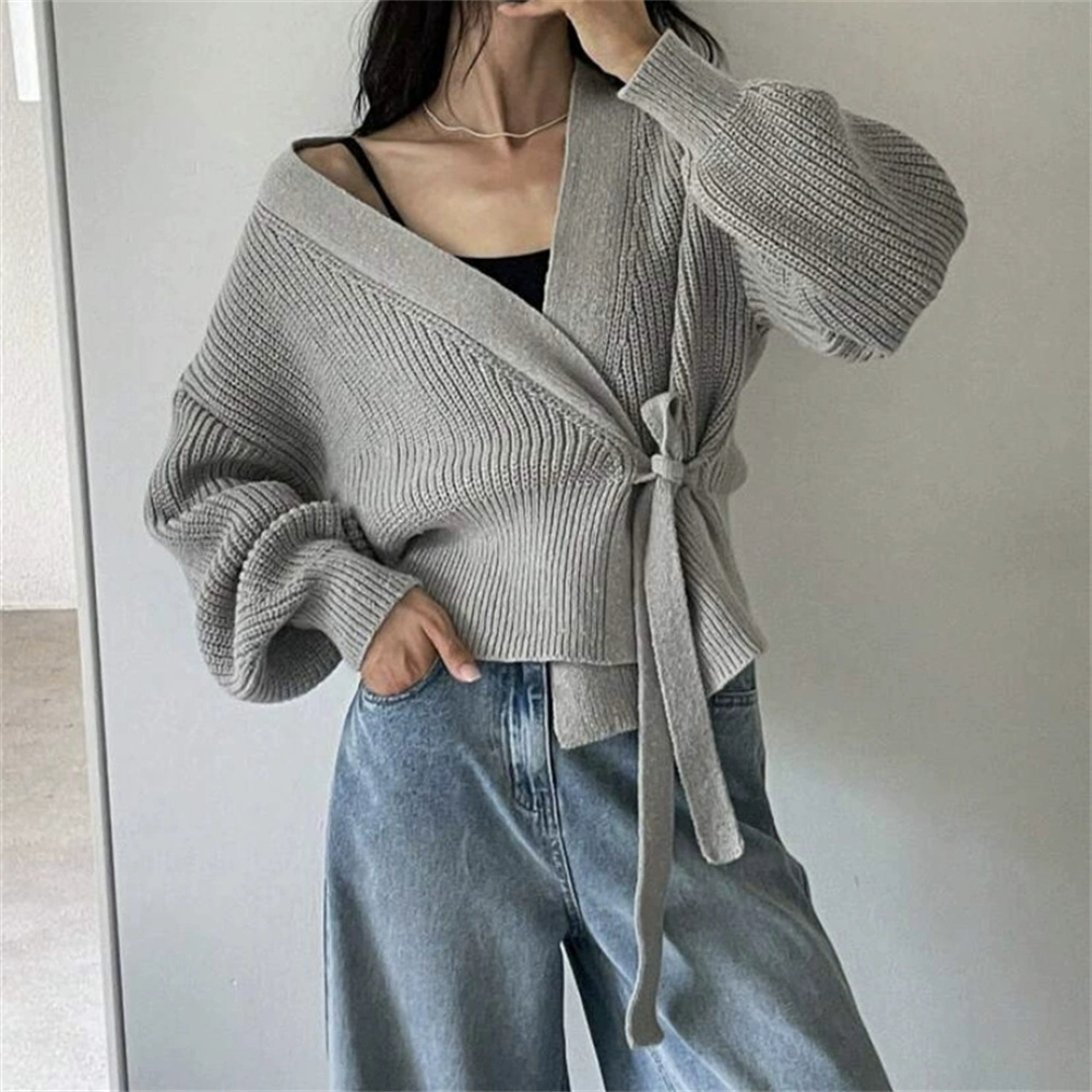 Mode coréenne femmes mince Sexy col en v taille tricot pull 2025 automne hiver pull Cardigan femme vêtements chandails pour les femmes