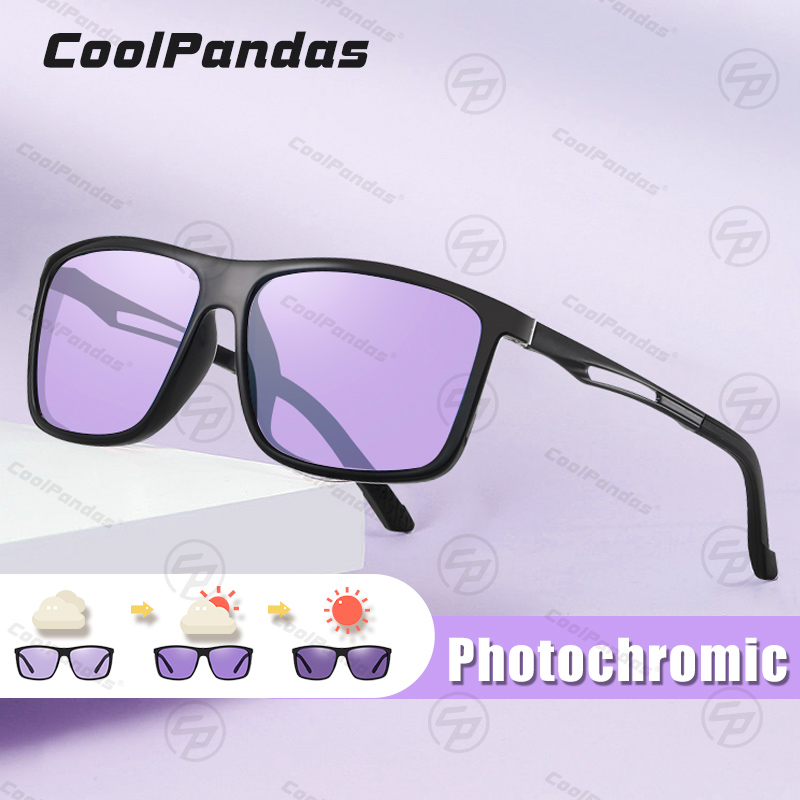 Lunettes de soleil carrées classiques rétro 2026 pour femmes, photochromiques polarisées, verres teintés violets, lunettes de soleil pour hommes, anti-reflets UV400