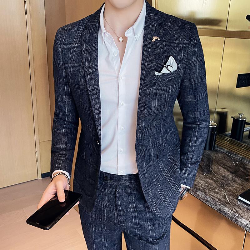 Costume d'affaires coupe cintrée pour hommes, ensemble deux pièces de haute qualité, Boutique de mode, beau Banquet tendance, pantalon quatre saisons inclus