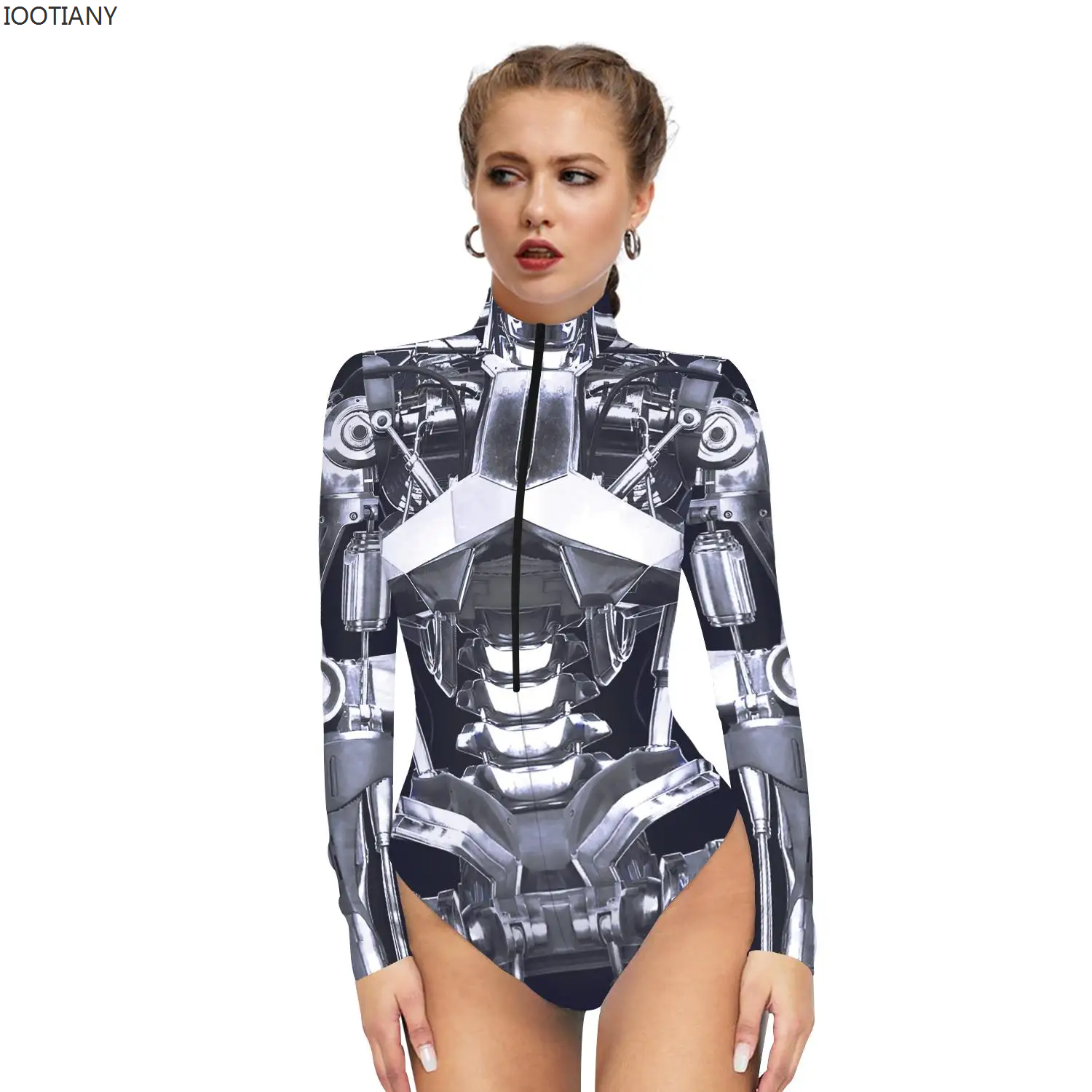 IOOTIANY Costume de carnaval Style Punk combinaisons Burning Man tenue de Festival femmes Robot body femme une pièce Costume