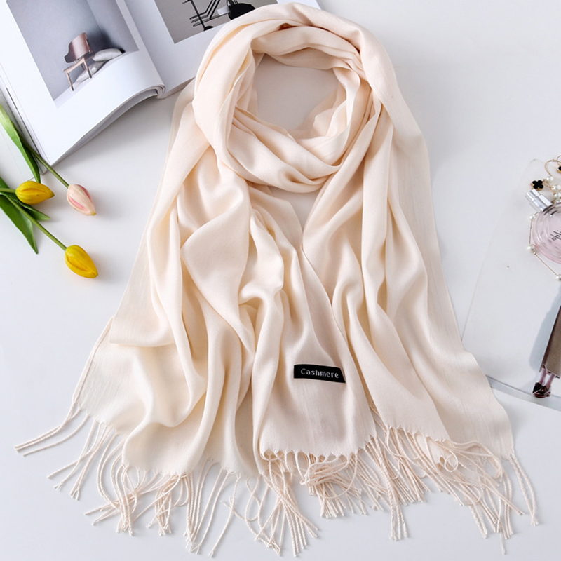 Écharpe en Cachemire avec Pompon pour Femme, Châle de Tête Long et Chaud, Doux et Résistant, Nouvelle Collection Automne Hiver 2019