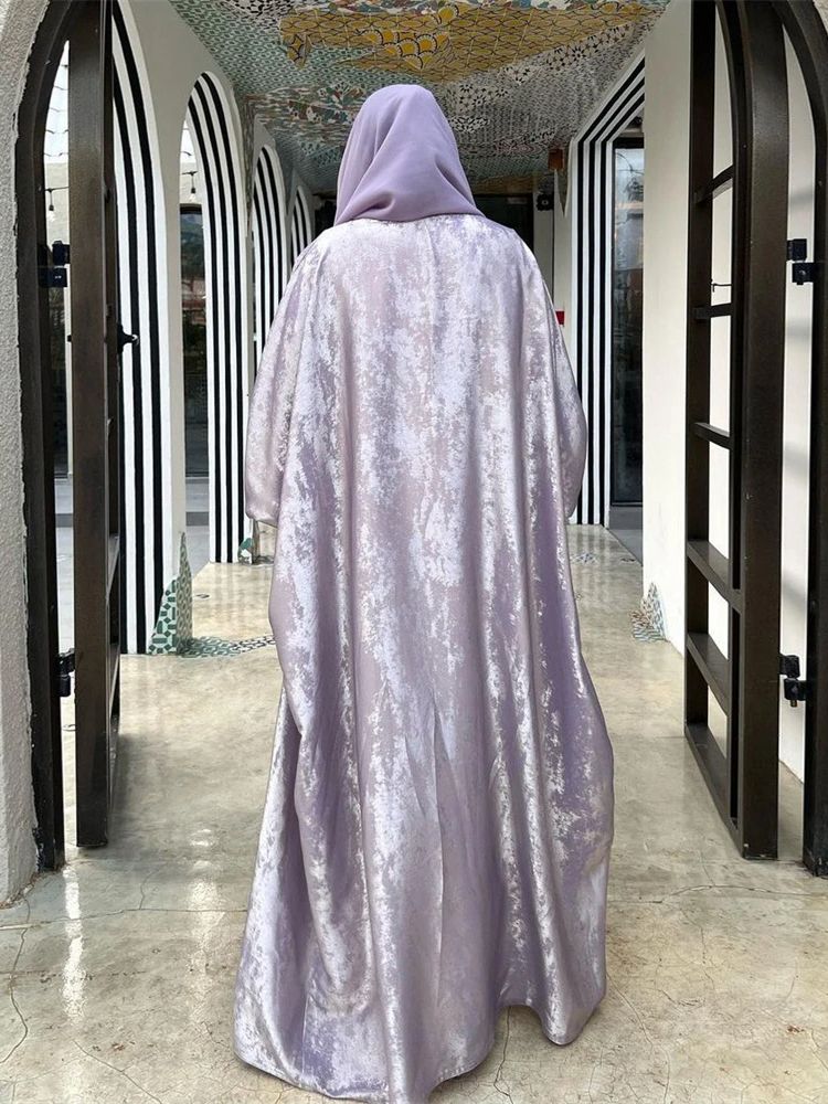 Ramadan brillant Satin ouvert Kimono Abaya dubaï luxe 2025 caftan musulman Robe Abayas pour les femmes Islam vêtements Robe Femme Musulmane