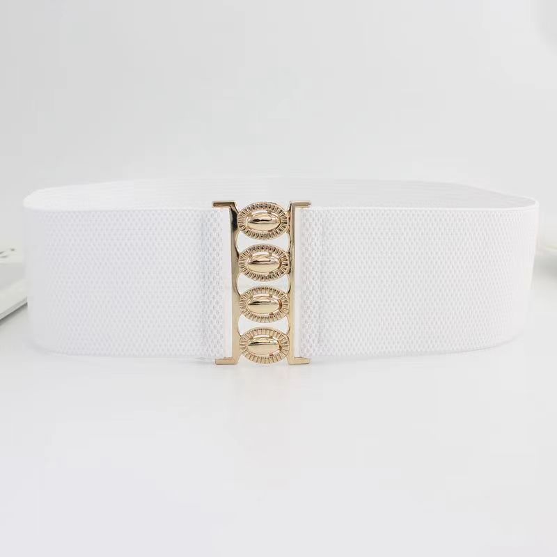 Ceinture élastique pour femmes, couverture de taille, boucle dorée, fermeture de taille élastique, large ceinture polyvalente associée à une robe manteau, ceintures pour dames
