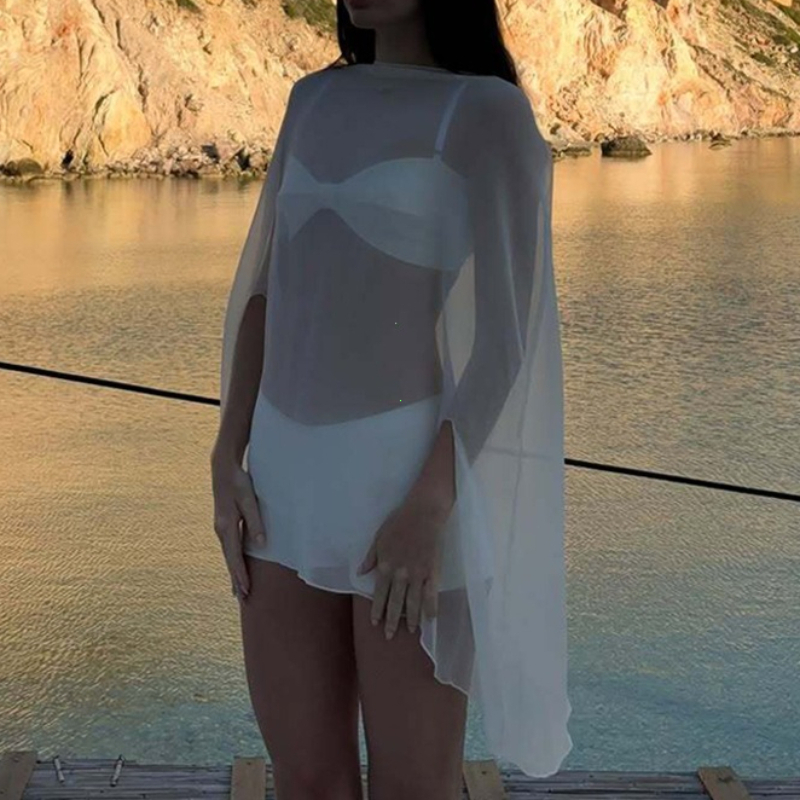 T-shirt sexy, chemisier tendance, couvre-vêtements élégants pour femmes, vêtements féminins, hauts en mousseline transparents pour club de nuit, blanc, noir, streetwear