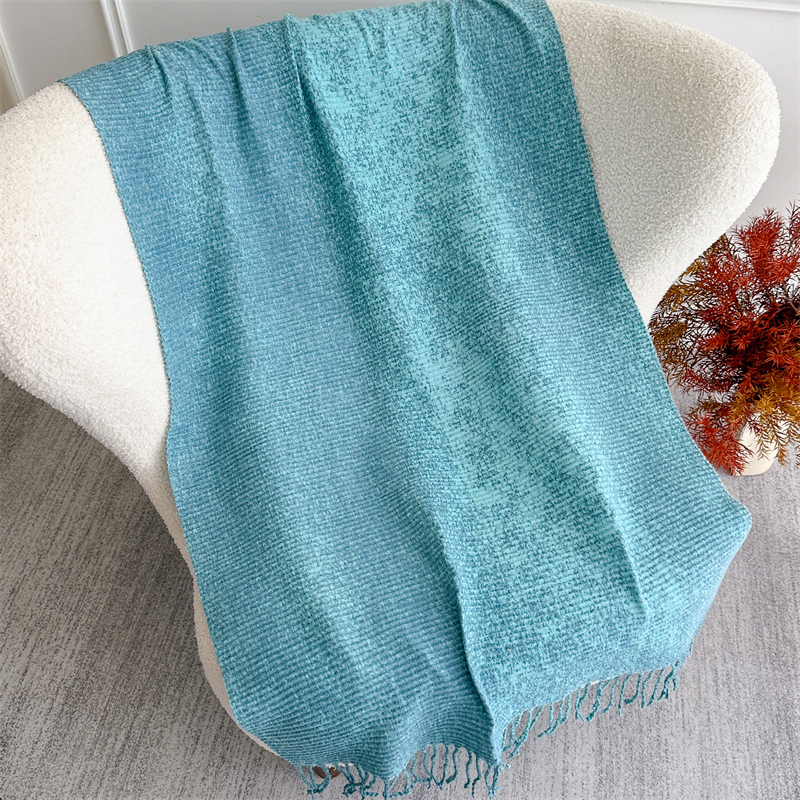 Écharpe de luxe en cachemire uni bleu pour femmes, couverture chaude et épaisse, châle enveloppant, Pashmina, Bufanda, Poncho, hiver
