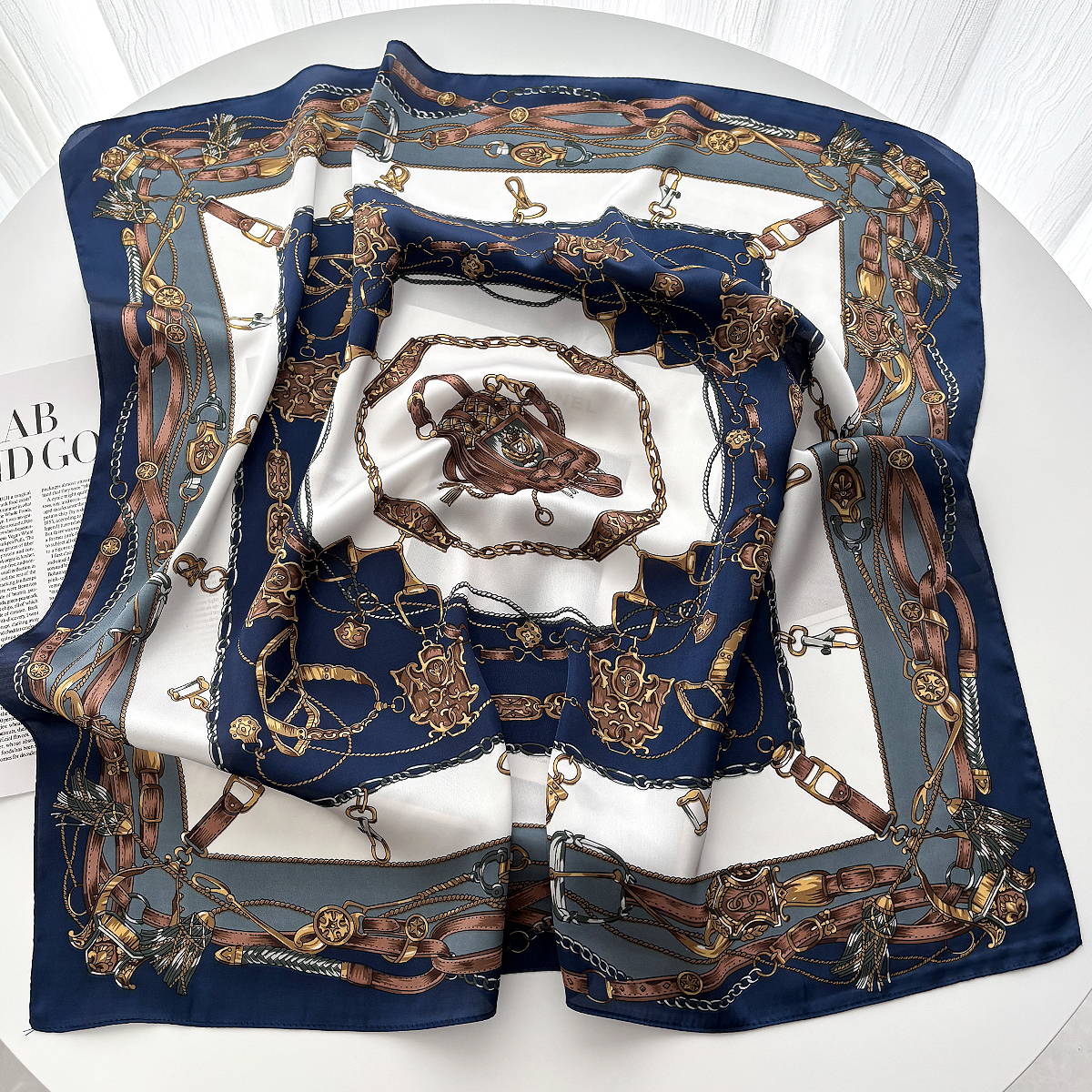 Foulard carré pour femmes, Design de luxe, Hijab, petit cou, cravate, main, poignet, bandeau féminin, 70x70cm