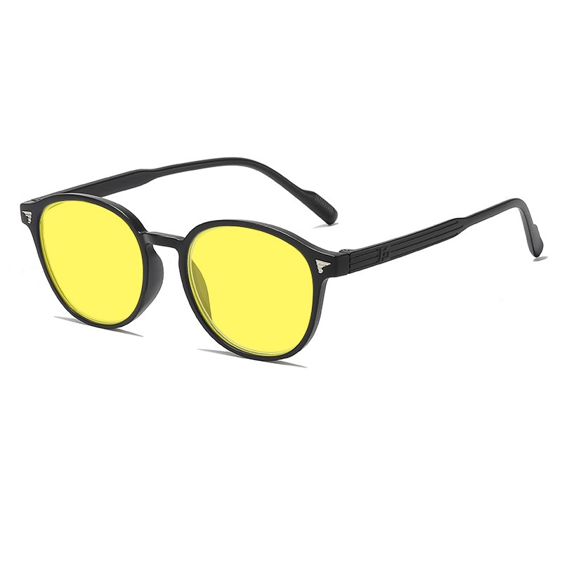 Lunettes de Vision nocturne pour hommes et femmes, monture ronde, lentille jaune, Protection des yeux, unisexe, mode, blocage de la lumière bleue