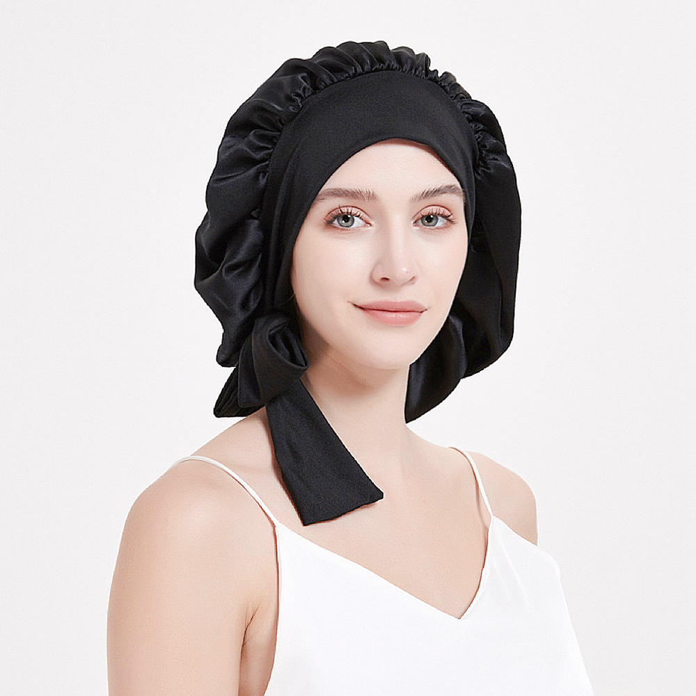 Bonnet de couchage en soie de mûrier Pure 100% pour femmes, chapeaux de couchage, bandes de cheveux réglables avec larges élastiques, couvre-chef 19 mamans