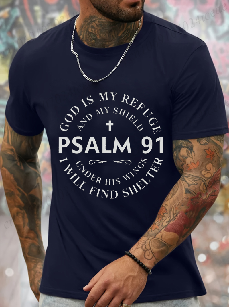 Dieu est mon réfugié graphique imprimé t-shirts pour hommes femmes vêtements Bible verset Homme t-shirt vêtements à manches courtes t-shirt Homme