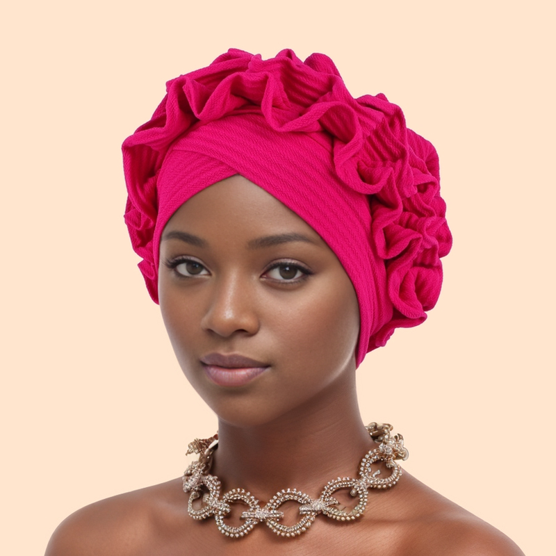 Casquette Turban à volants pour femmes, bandeau doux et confortable, foulard, Bonnet de couleur unie, couvre-chef