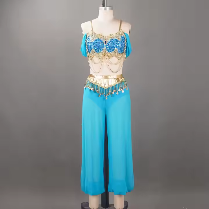 Costume de danse du ventre arabe bleu Royal, vêtements de danse pour filles, vêtements de spectacle sur scène