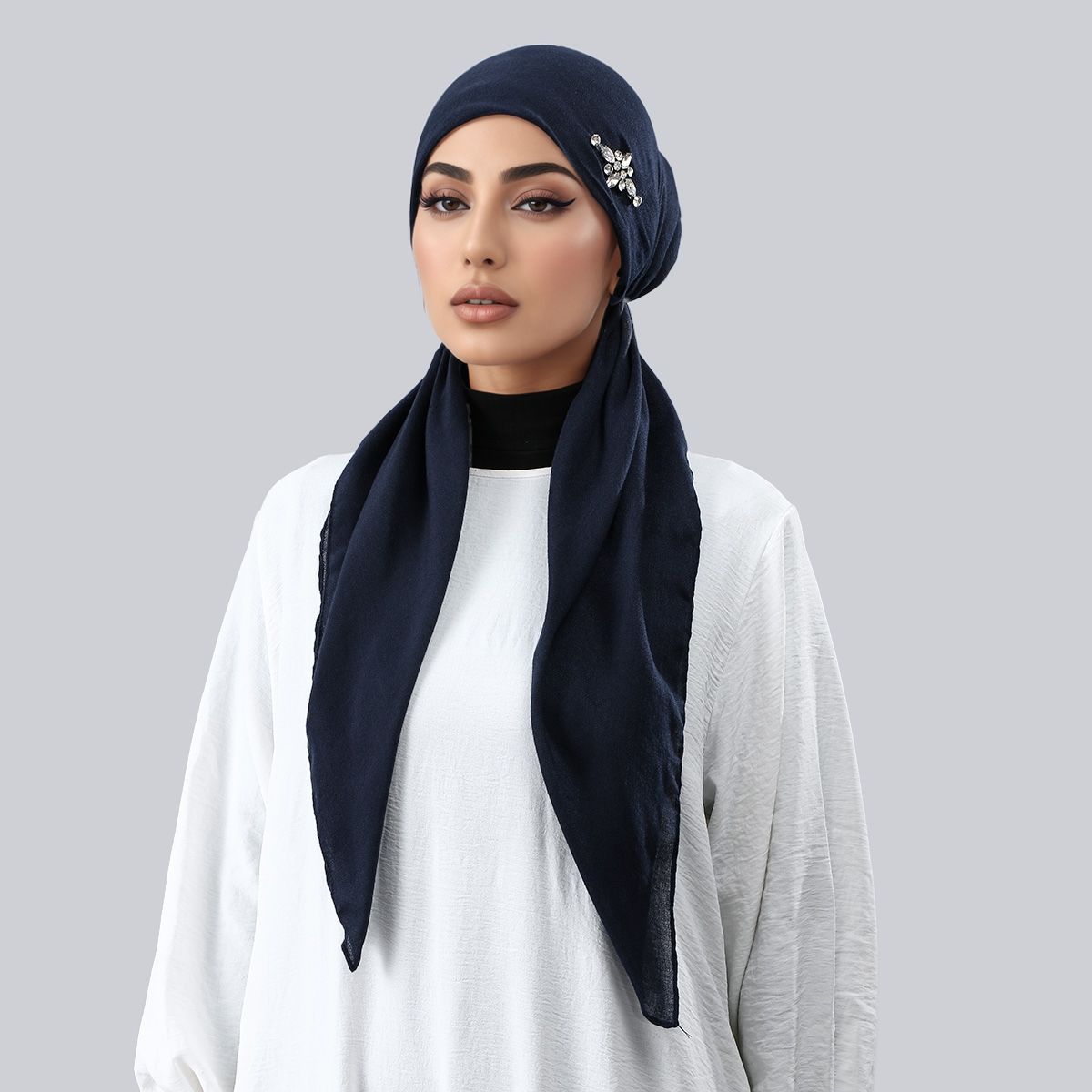 Hijab en coton et lin musulman, tendance, avec strass estampés à chaud, chapeau foulard en coton et lin, doux et agréable pour la peau, couvre-chef