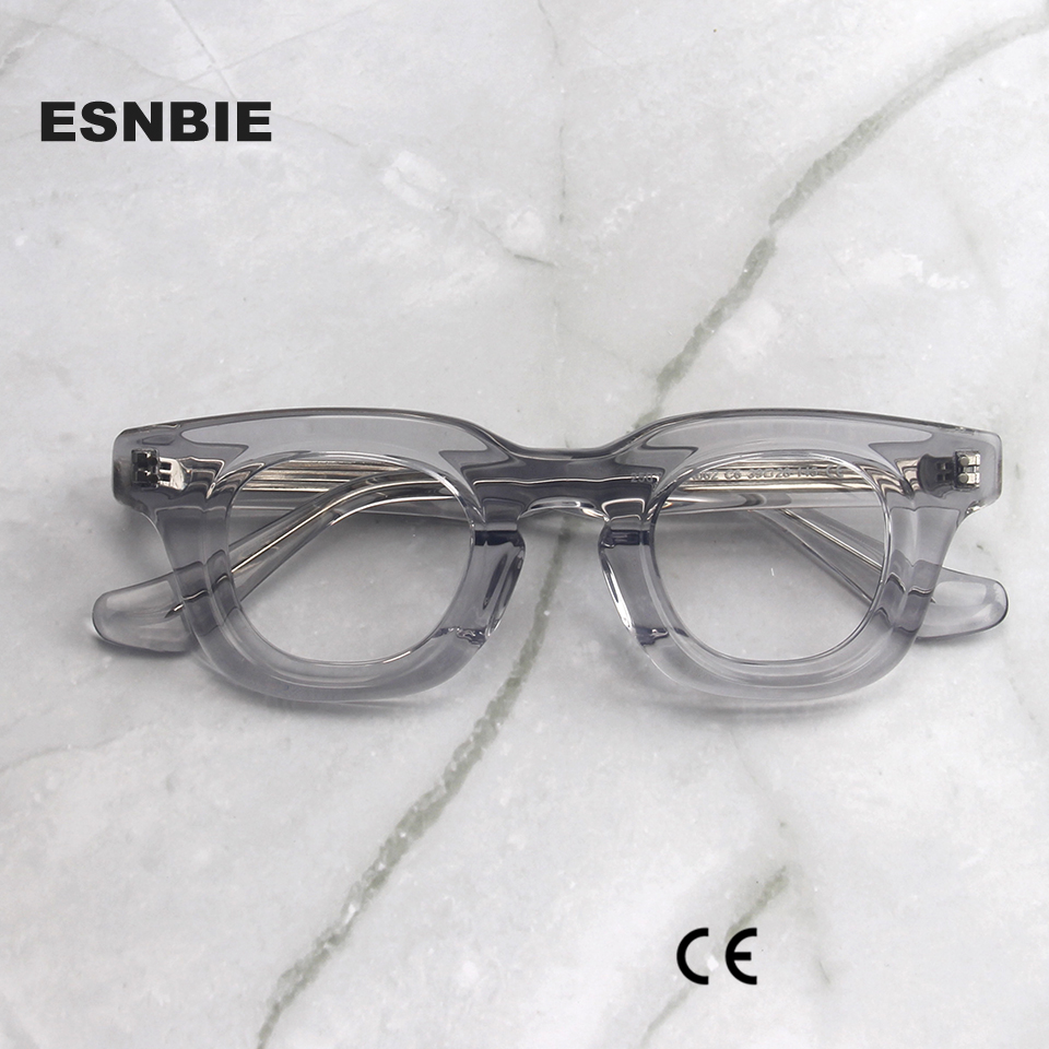 Montures optiques en acétate Transparent scuplé pour hommes et femmes, Design de marque, rétro, rondes, en écaille de tortue, ovales, faites à la main
