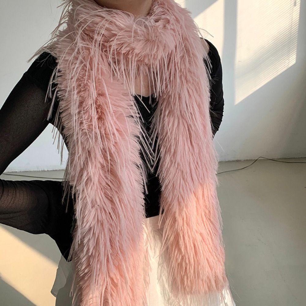 Écharpe longue en peluche épaisse et moelleuse à la mode, Imitation fourrure de vison, châle doux de 180cm, écharpe de luxe classique Y2K pour fille chaude