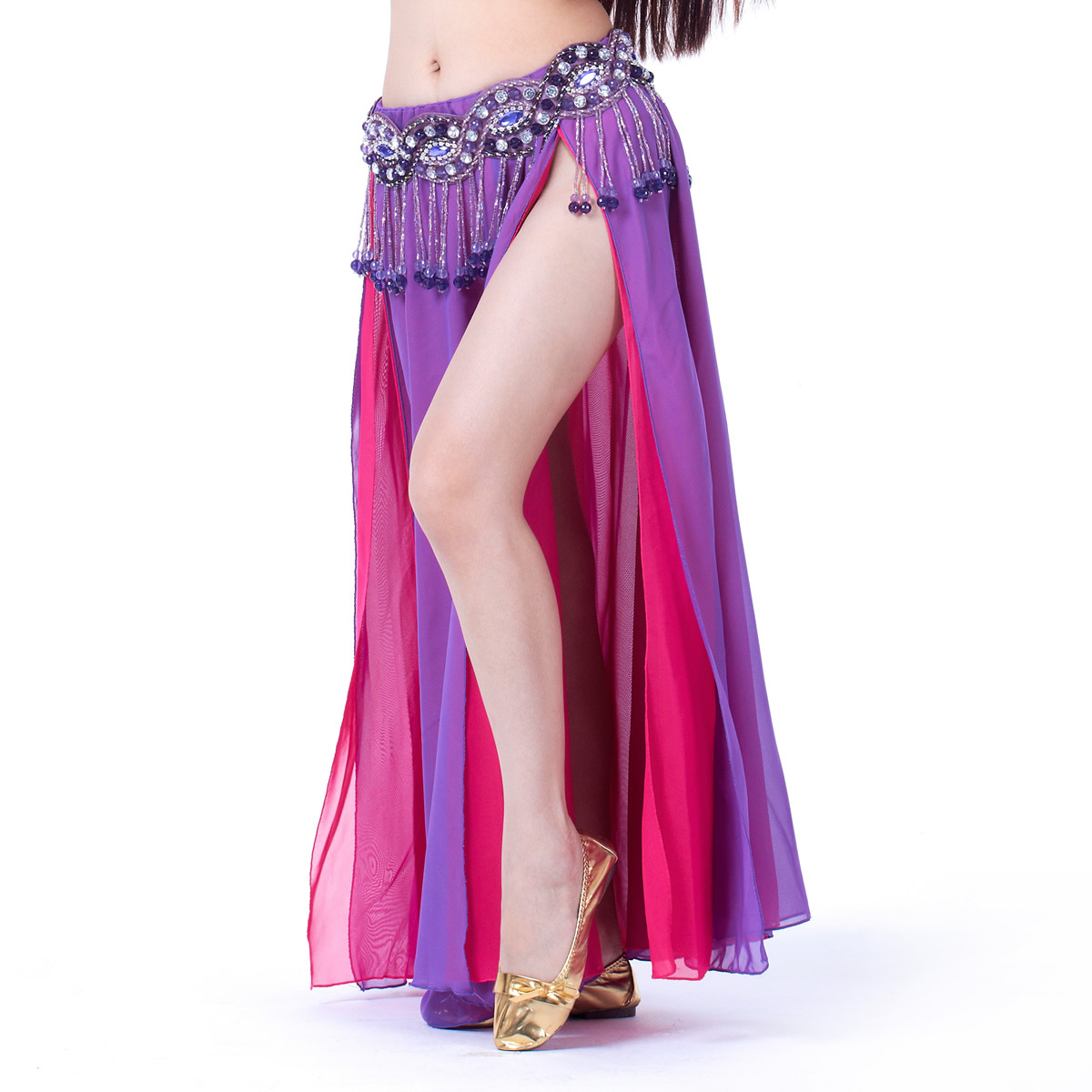 Grande balançoire jupes de danse du ventre femmes Costume de danse du ventre 2 fentes jupe en mousseline de soie jupe de danseuse du ventre Performance jupes de danse du ventre