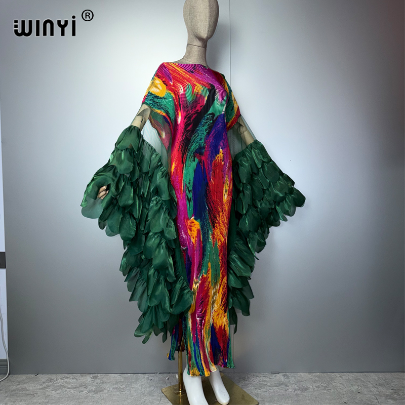 Robe plissée élastique WINYI, style kaftan, abaya de luxe Dubaï, robe de soirée plissée, abaya pour femme musulmane