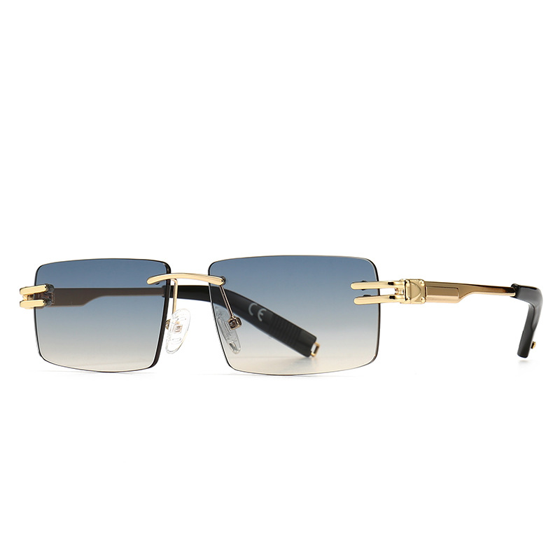 Lunettes de soleil de luxe sans bords, petites lunettes carrées pour femmes et hommes, marque de mode de styliste rétro dégradé, tendance, UV400