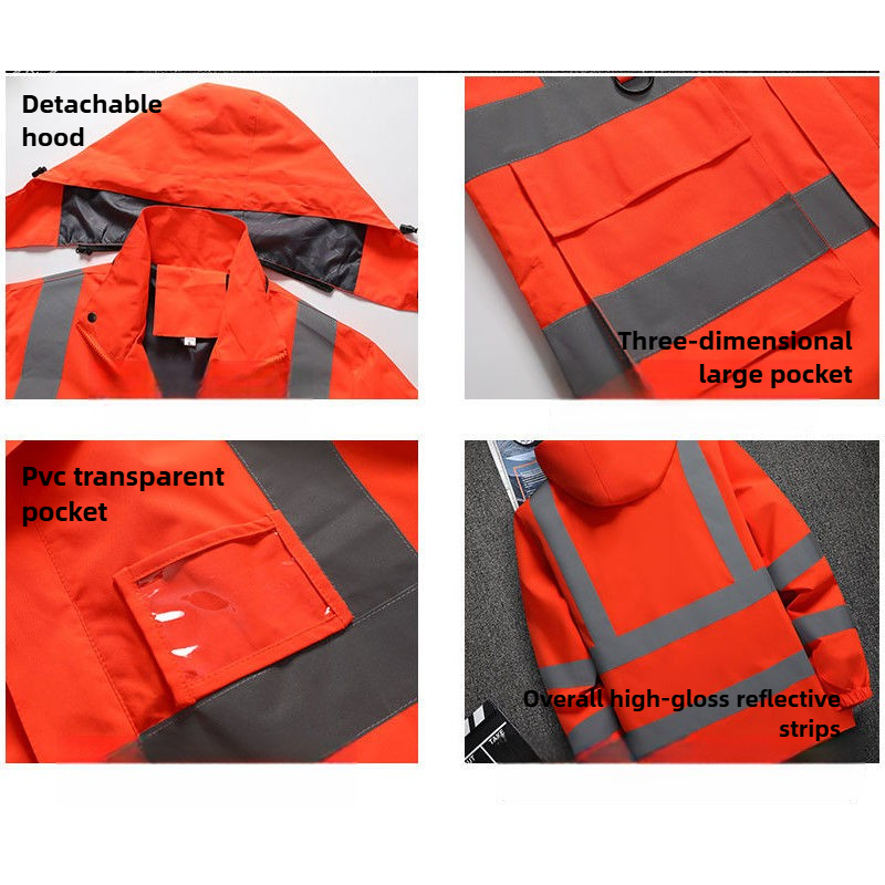 Veste de travail pour hommes, vêtements de construction, vêtements de travail en plein air, coupe-vent, bande réfléchissante imperméable