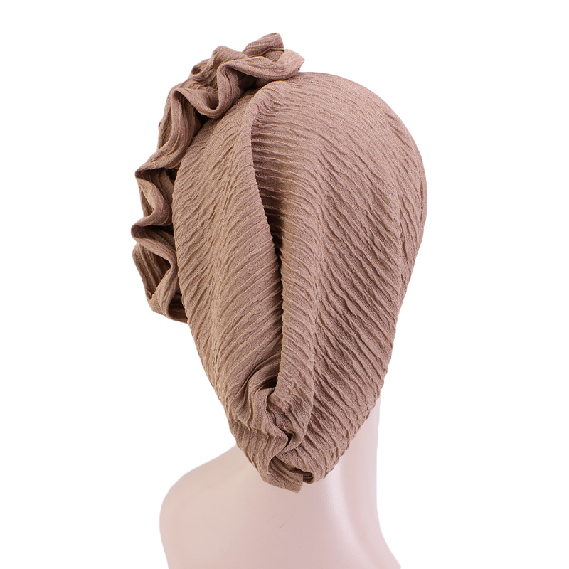Nouveau musulman à volants fleur élégant Turban chapeau pour femmes Bonnet solide chapeau élastique Islam bonnets chapeaux Ramadan chimio casquette
