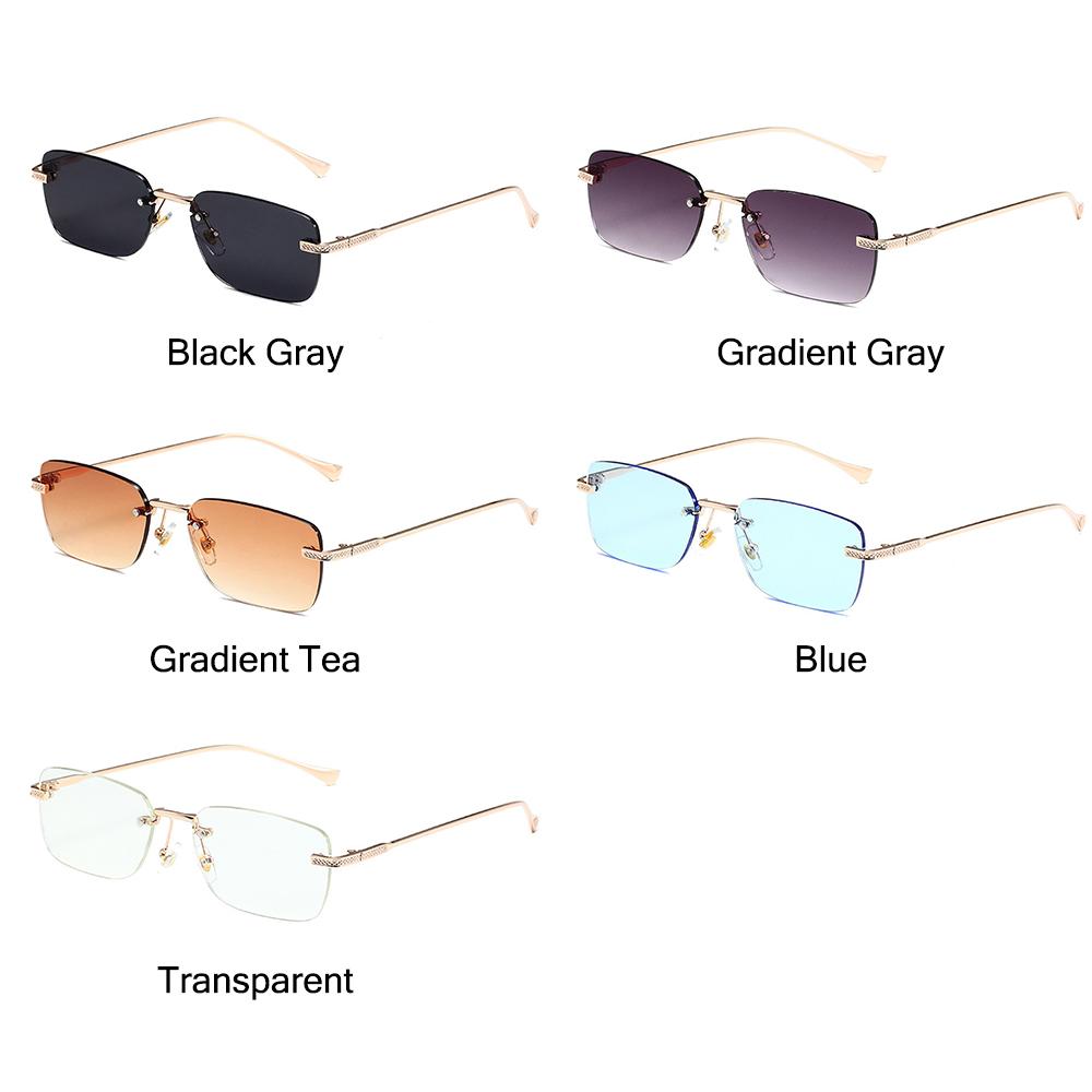 Lunettes de soleil carrées sans monture pour femmes, style INS, petites lunettes de soleil rectangulaires punk, protection UV400, lunettes de soleil pour femmes pour le street style