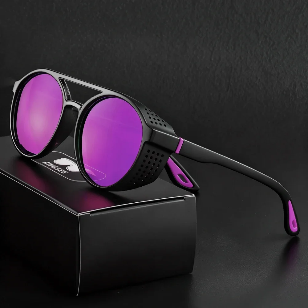 Lunettes de soleil polarisées rondes, lunettes de soleil de sport pour la course à pied, la pêche, la conduite, pour hommes et femmes