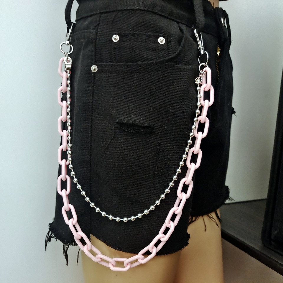 Chaîne de taille punk argentée pour femme, chaîne de pantalon pour jeans, chaîne de ceinture cool en métal style rock, bijoux hip-hop d'été