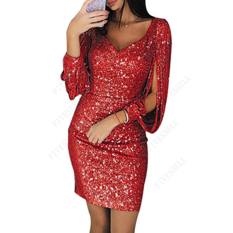 Robe Éducative à Paillettes pour Femme, Col en V, Sac à Franges, Hanche, Design Évasé, Mode, Costumes de ix, Grande Taille, Printemps, 2022
