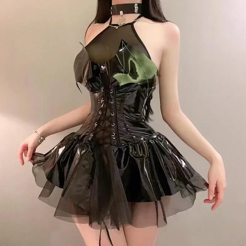 Robes de soirée noires françaises pour femmes, Y2k, gothique, Punk, Sexy, douces, de luxe, Slim Fit, Mini jupes enveloppantes sur la poitrine, nouvelle collection été