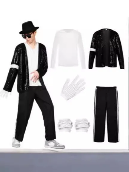 Costume de Michael Jackson pour cosplay, danse, fête, vêtements de scène hip-hop pour adultes