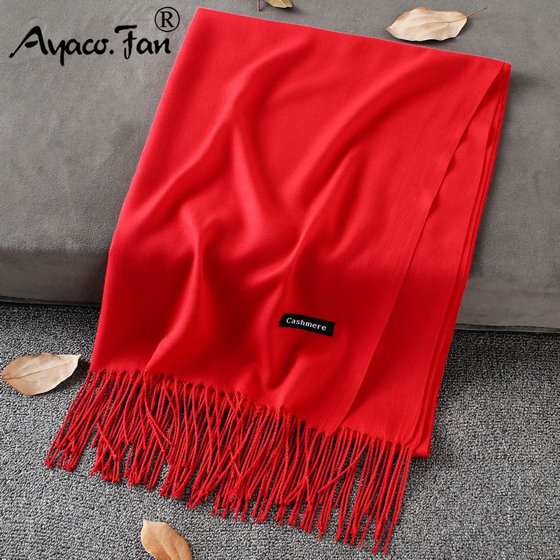 Foulards en cachemire doux pour femmes, nouvelle couleur unie, écharpe fine et longue avec pompon, châle chaud décontracté pour dames, nouvelle collection automne hiver