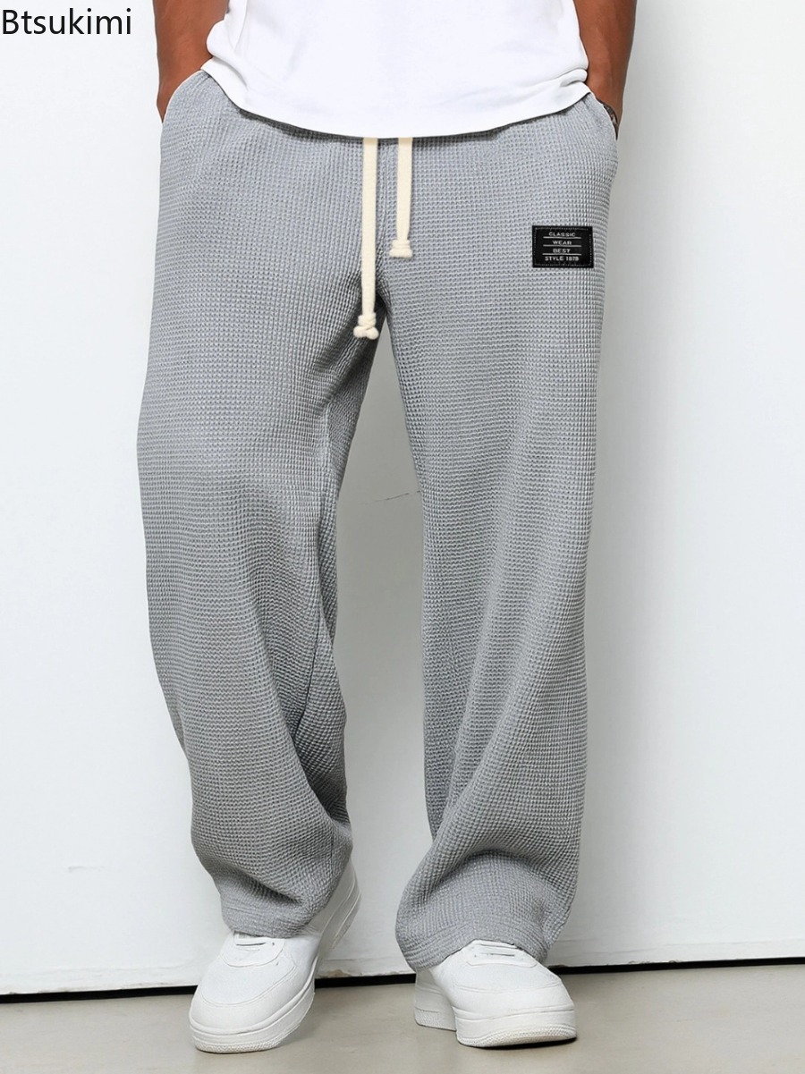 Hommes printemps et automne marque à la mode ample drapé jambe droite pantalons de survêtement décontracté jambe large sport pantalon décontracté vêtements masculins