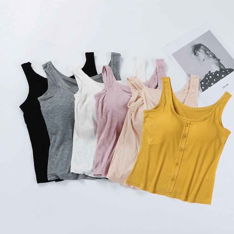M-3XL pour 35-75kg grande taille femmes débardeurs avec tasse pour femmes doux Modal large épaule gilet sans manches avec coussin de poitrine fixe