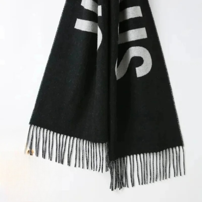 Écharpe 100% laine pour femmes, marque de luxe, écharpe d'hiver épaisse et chaude, monogramme, châle en cachemire de haute qualité pour femmes.