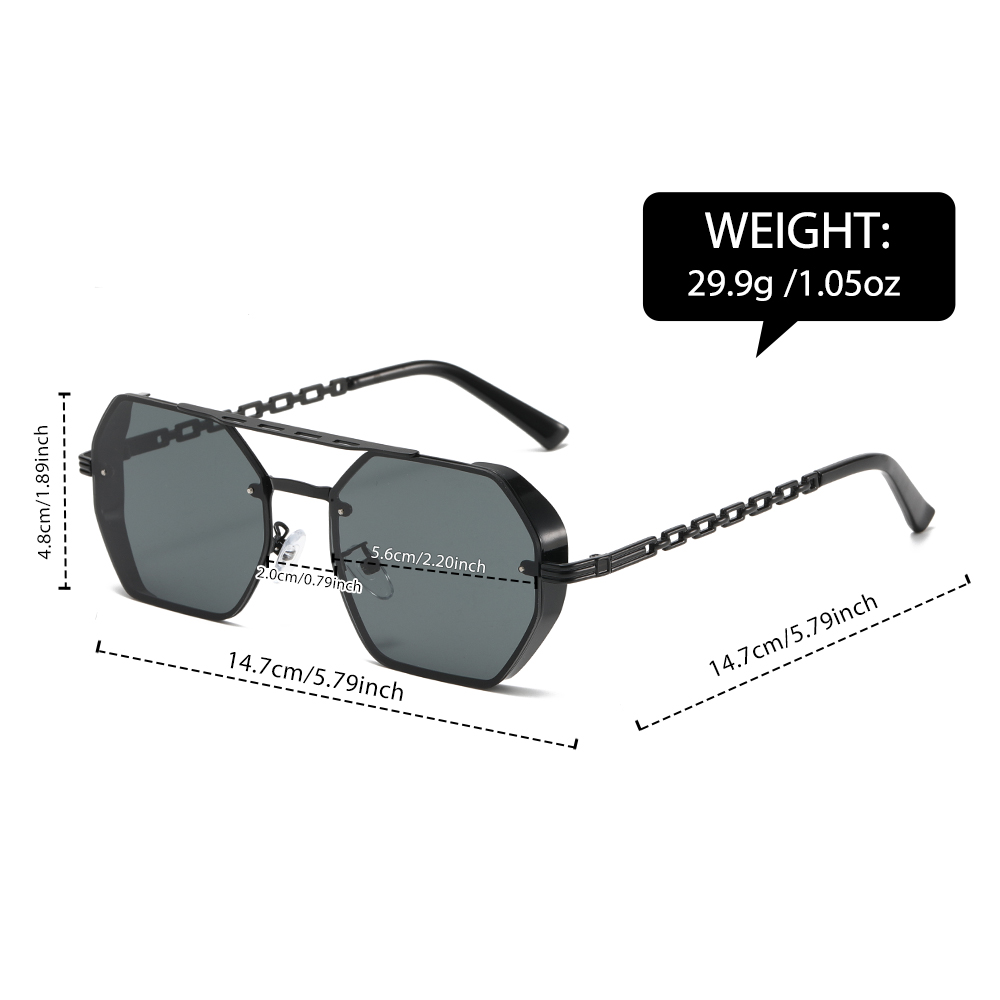 Lunettes de soleil dégradées polygonales, monture métallique, style hip-hop rétro neutre, durables et à la mode, 1 pièce