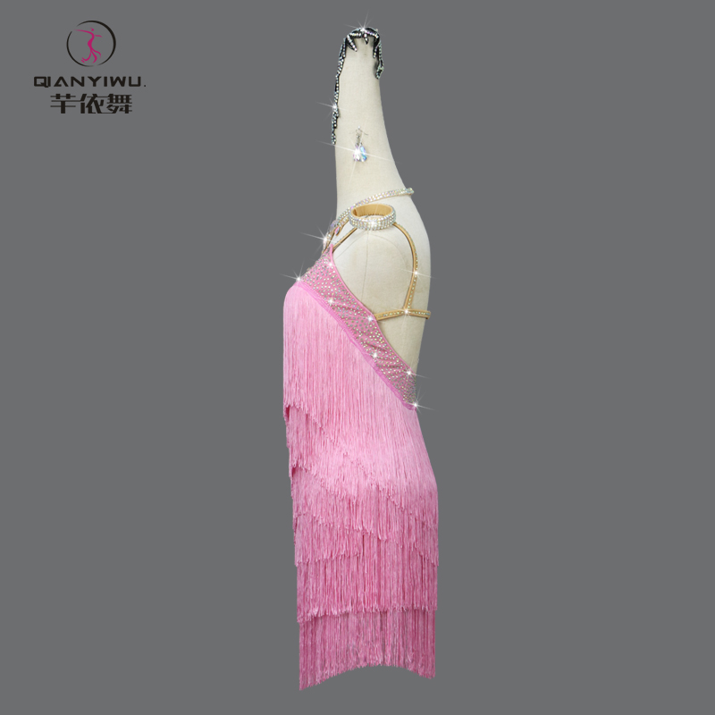 Robe de Soirée Rose pour Femme, Vêtement Latin, Compétition, Tenue de brev, Costume à Franges, Jupe de Bal, 2026