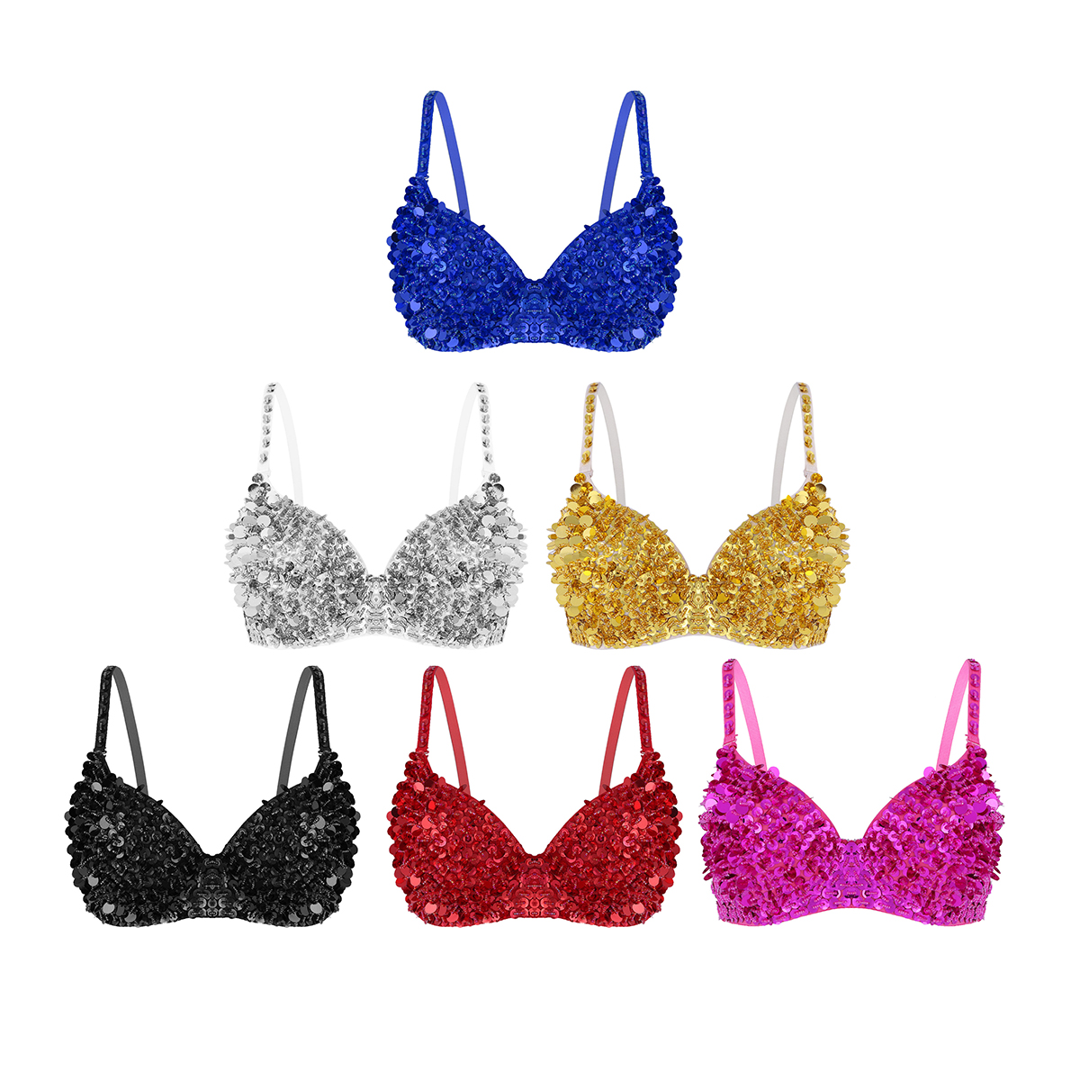 Soutien-Gorge Rembourré à Paillettes et Perles pour Femme, Costume de brevpour Boîte de Nuit, Rave, Ventre, à la Mode