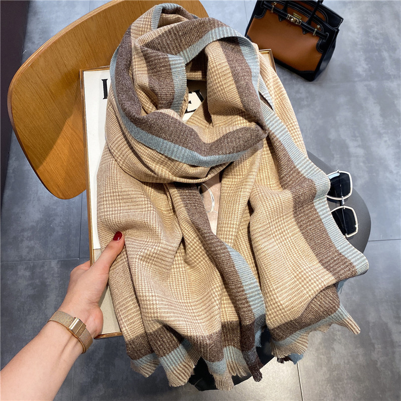 Marque de luxe hiver Plaid femmes cachemire écharpe châles chauds et enveloppes épais laine Pashmina femme couverture foulards