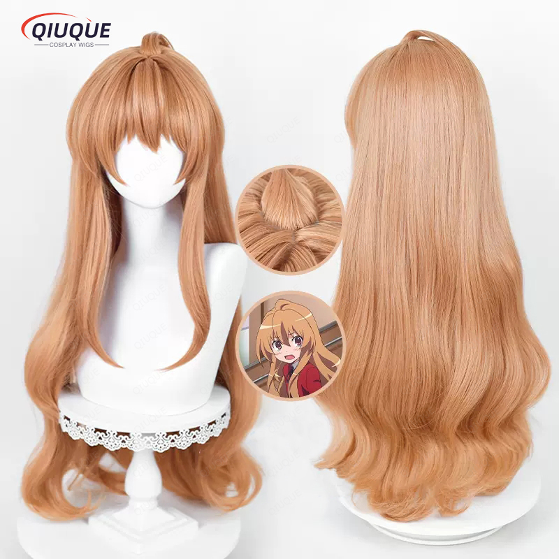 Perruque de Cosplay dessin animé tigre × DRAGON Aisaka Taiga Orange Long DRAGON Toradora! Perruques synthétiques résistantes à la chaleur + bonnet de perruque
