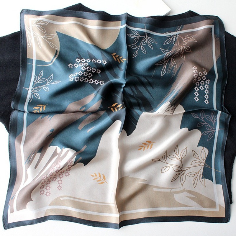 Nouveau Foulard Carré 100% Soie de Mûrier, Marque de Luxe, Imprimé Floral Vintage de Créateur, Bandana, Hijab, Ruban de Sac, Cadeau pour Femme