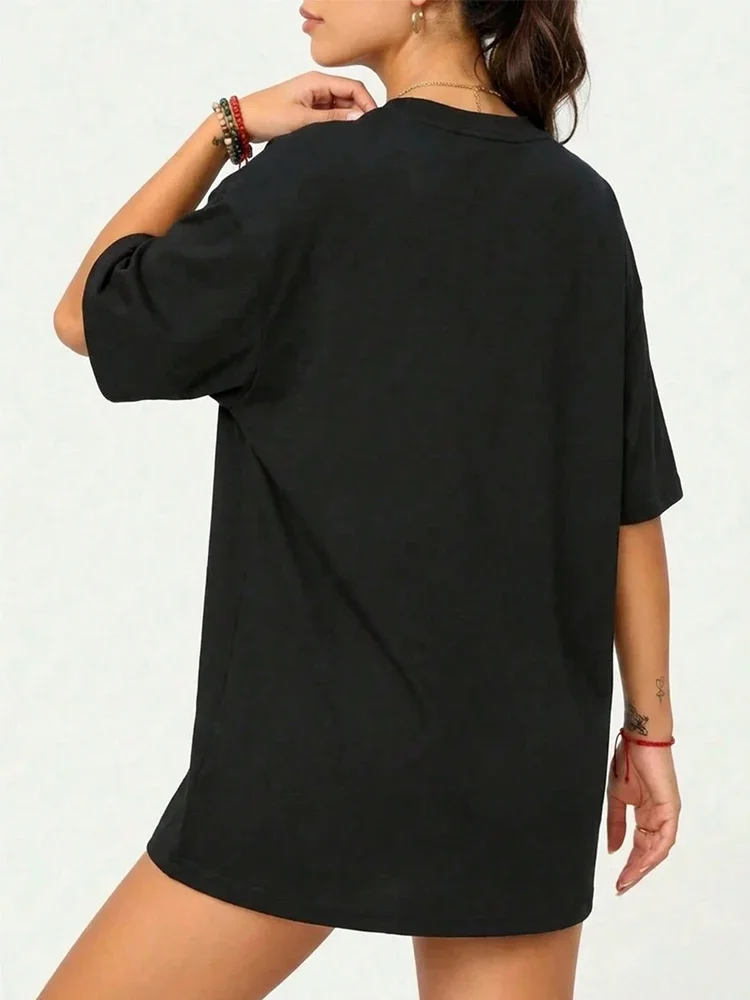 T-shirt oversize pour femme, été, décontracté, mode quotidienne, pur coton, manches courtes, haut 2026, confortable pour la maison et l'extérieur, doux, mignon, tailles S-3XL