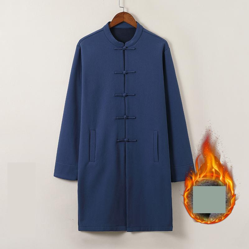 Vêtements traditionnels chinois pour hommes, Streetwear, vêtements d'extérieur, Robe orientale, Trench-Coat en coton et lin, hauts longs en polaire, M-5XL