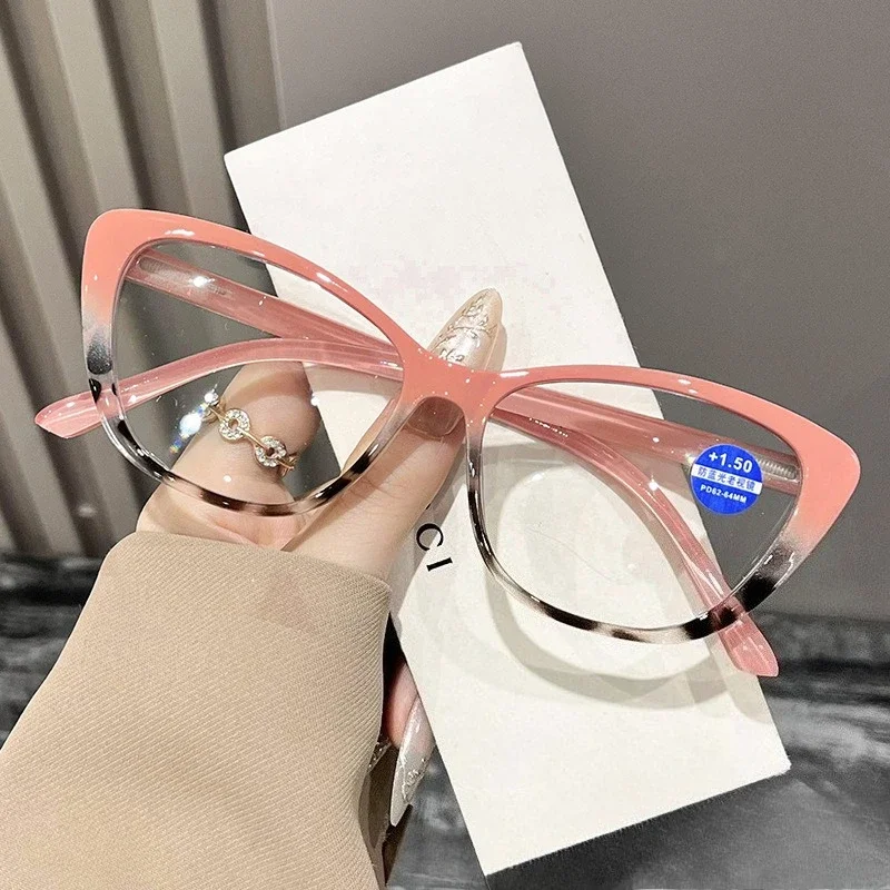 Lunettes de lecture œil de chat pour femmes, grande monture, presbytie, neutre, Anti-lumière bleue, haute définition, nouvelle mode