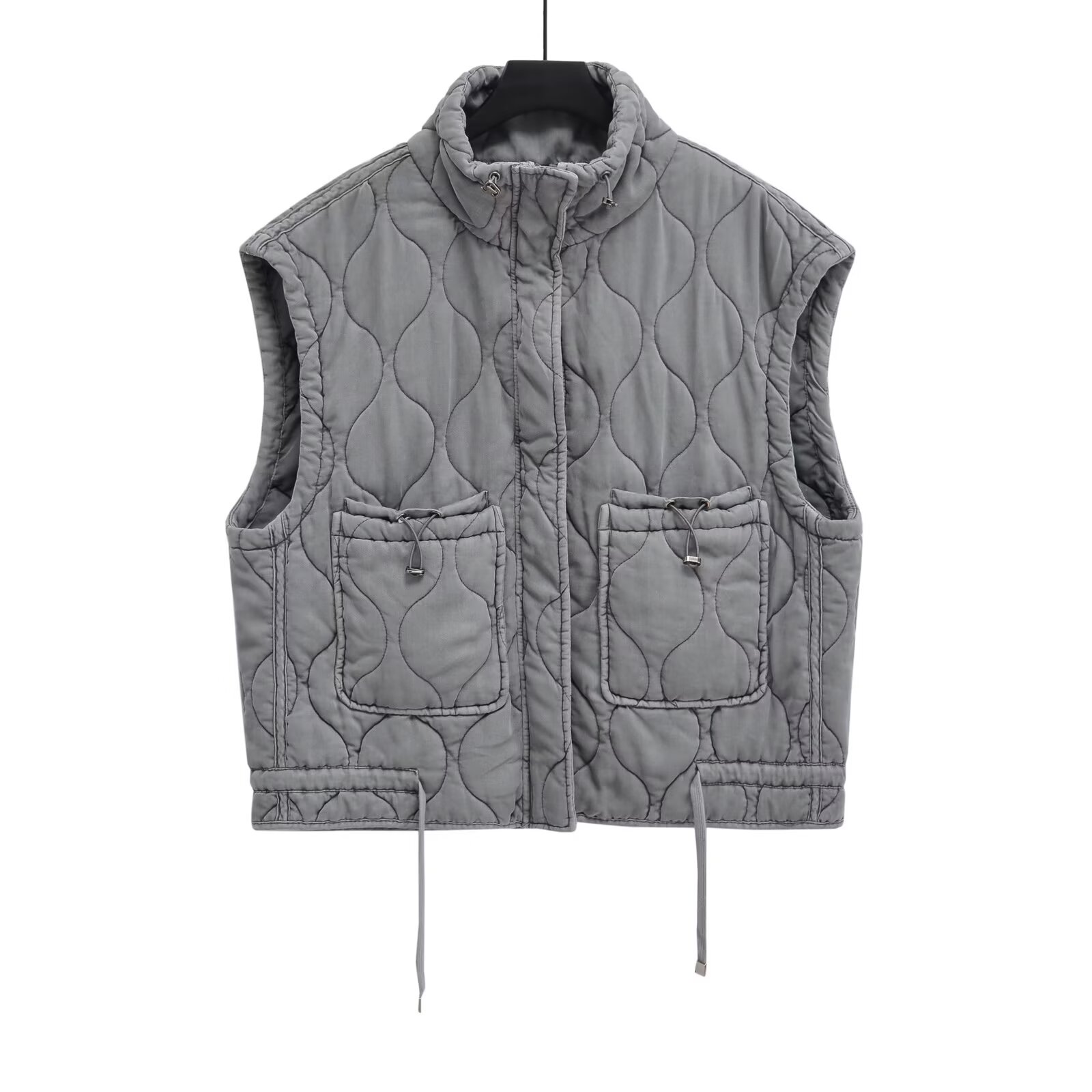 Gilet manteau femmes vestes gris hauts sans manche manteau zartins 2025 vêtements d'extérieur femme gilet Streetwear mode femme vestes manteau