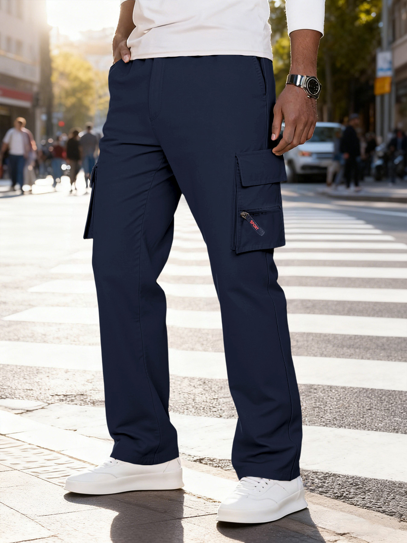 Pantalon cargo pour homme, décontracté, ample, multi-poches, durable, vêtements de travail, pantalon de randonnée, taille élastique, pantalon droit