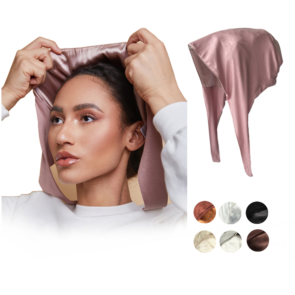 Bonnet sous-cou en Satin Modal pour femmes, Bonnet Hijab Double couche avec cravate, Hijabs instantanés, foulards turcs, Turban musulman, Bandana