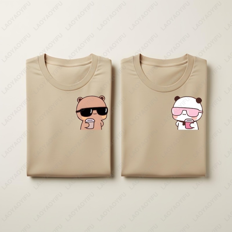 Bubu Dudu Bear chemise correspondant Couple tenue café amant unisexe adulte coton t-shirt mariage Couple saint valentin cadeau mignon décontracté hauts
