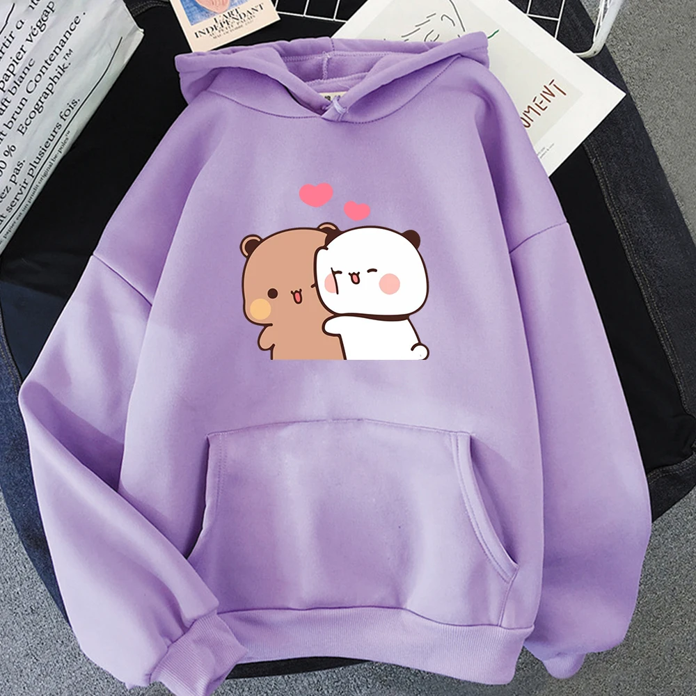 Dessin animé Panda Bubu et Dudu femmes grande taille sweat à capuche Kawaii Harajuku col rond Harajuku unisexe imprimé vêtements hauts